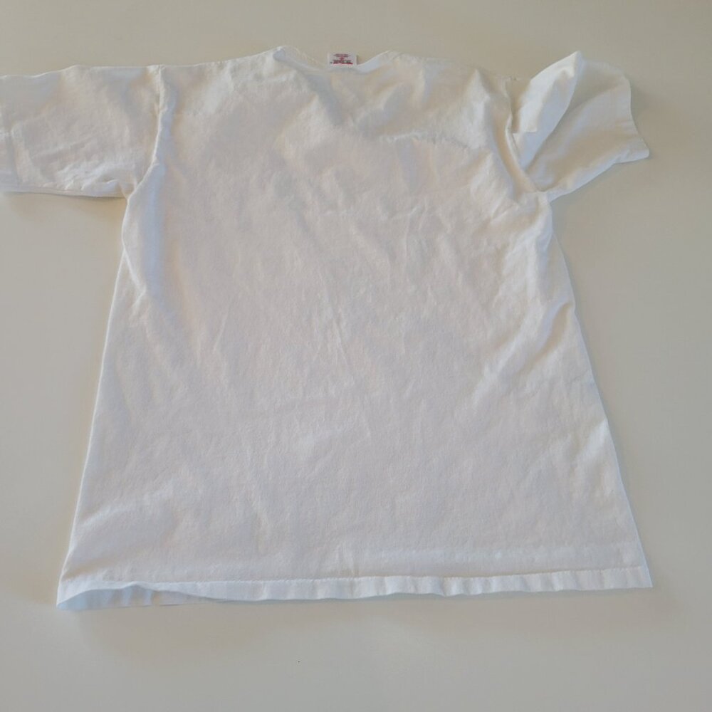 Vintage Anvil White T Shirt Womens Size Medium Made in USA Roses Single Stitch - Picture 2 of 14